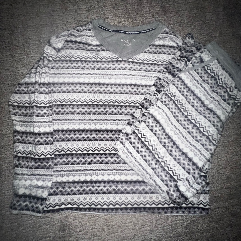 Nautica Gray and White Patterned Loungewear